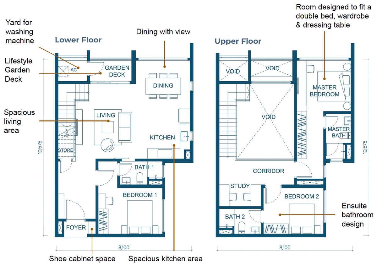 Aricia Type D1 duplex floor plan