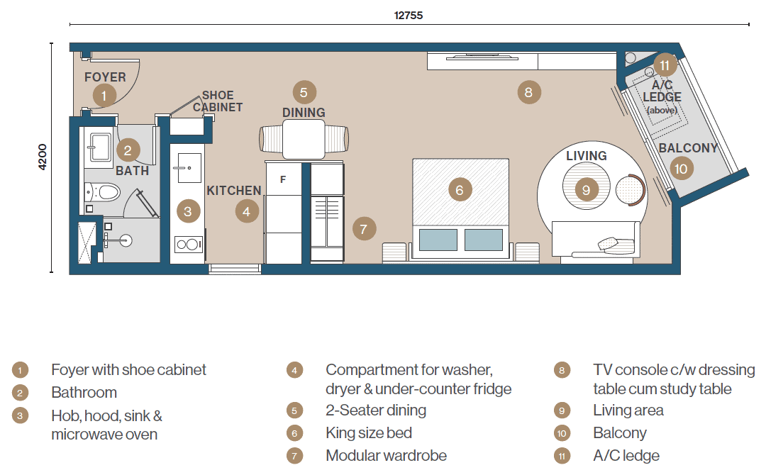 Clarissa studio floor plan
