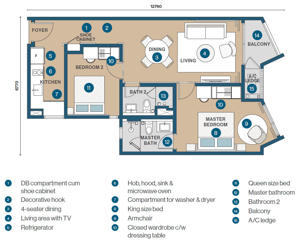 Clarissa 2-bedroom floor plan