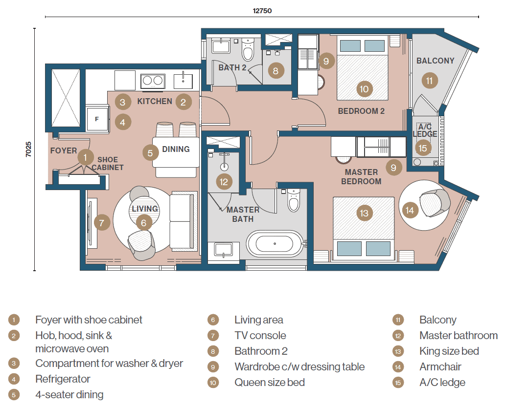 Clarissa 2-bedroom C1 floor plan