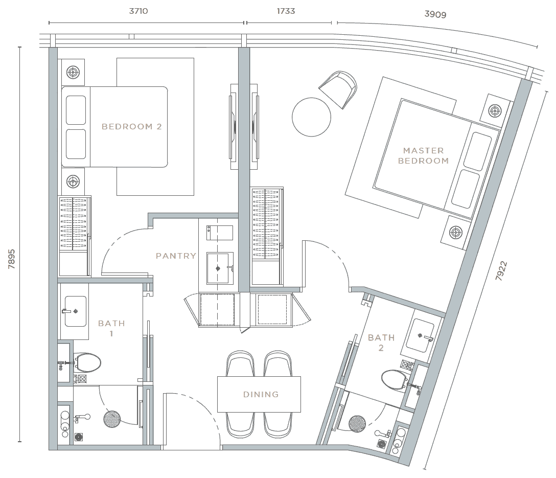 Orion 2-bedroom floor plan