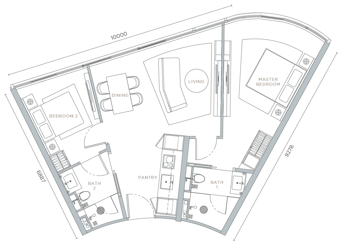 Orion 2-bedroom C floor plan
