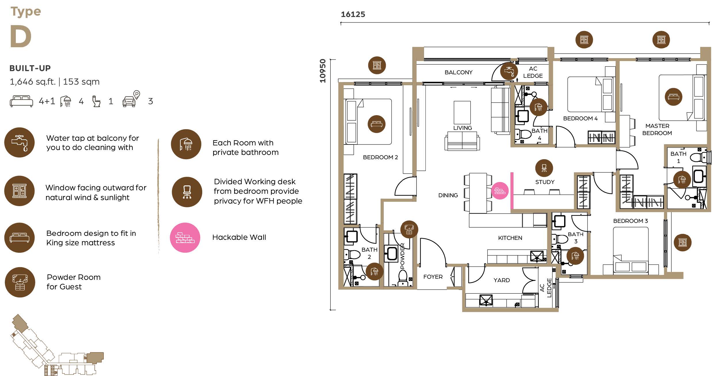 Lunar Seputeh Type D floor plan, 1,646 sqft