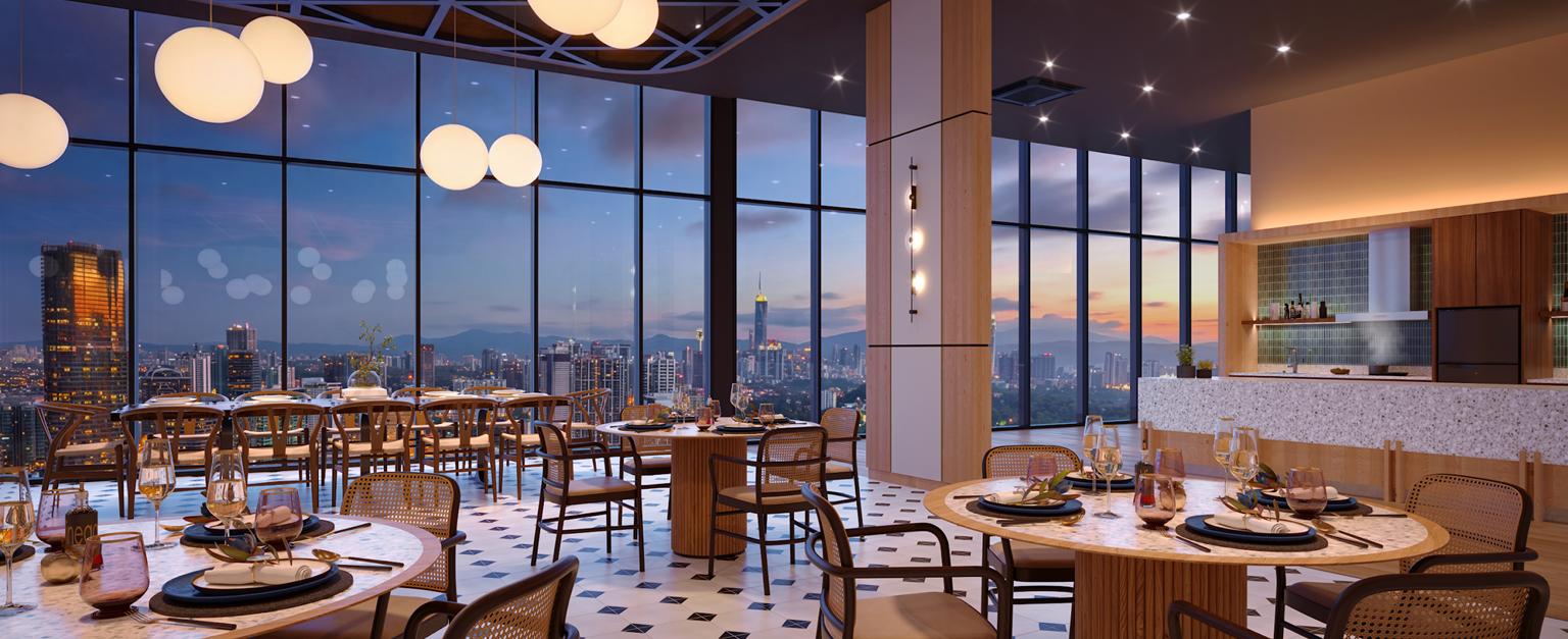 Level 45 sky gourmet lounge at Lunar Seputeh