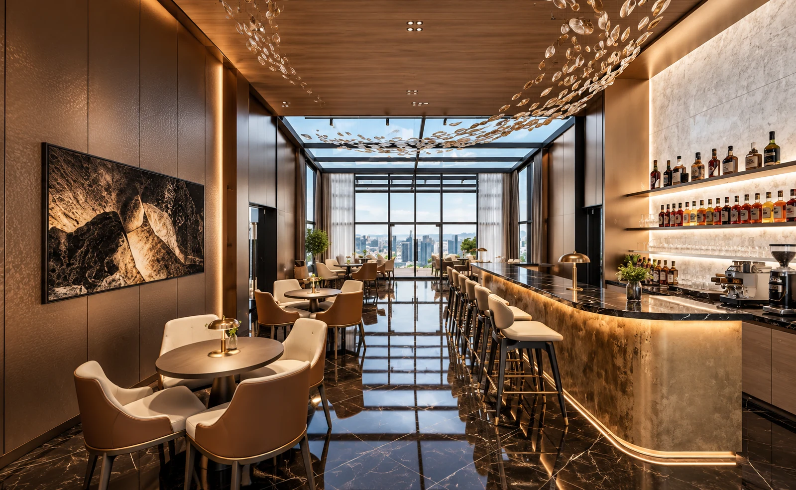 Artist’s impression of the lounge and bar seating at Cappella Embassy