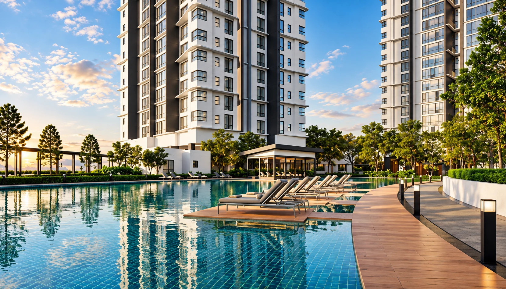 Artist’s impression of the pool and deck at Cappella Embassy