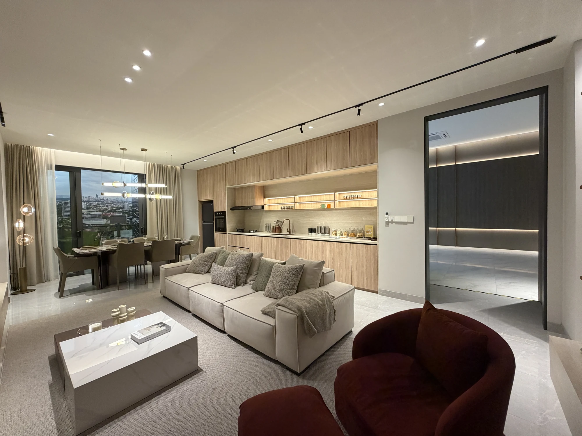 Living and dining area in the Khaya Type L show unit