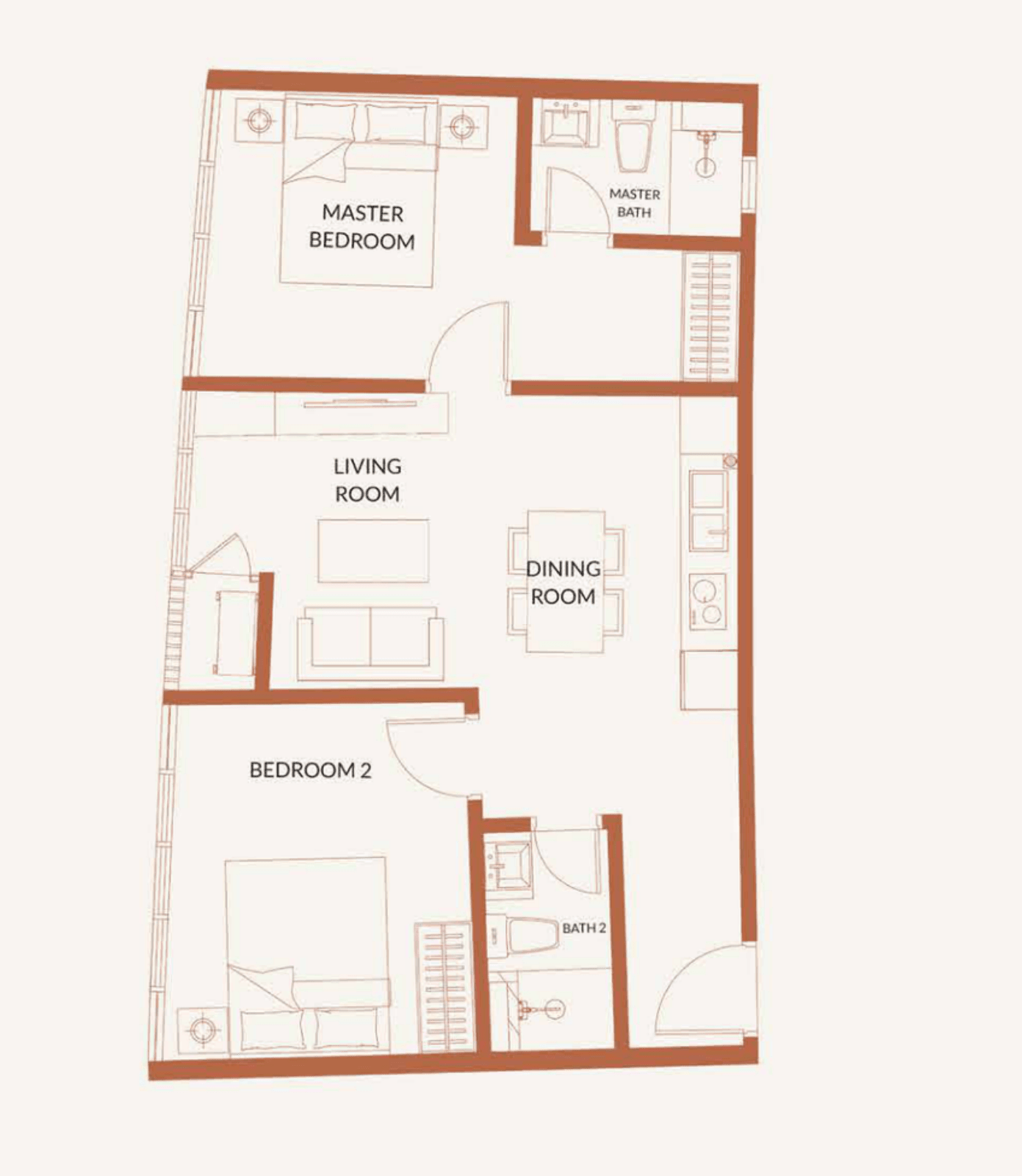 B2 · 650 sq ft · 2 bedrooms, 2 bathrooms · original developer plan
